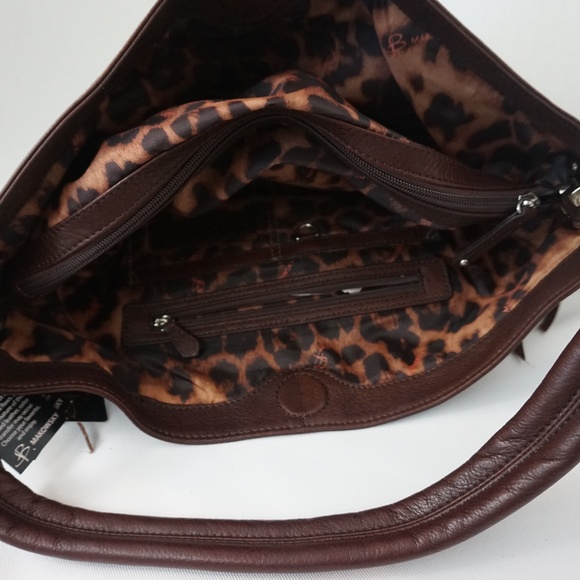 Sac Fourre-tout En Cuir De Vache Imprimé Léopard Makowsky Andrea - Neuf Sans étiquette - Marron